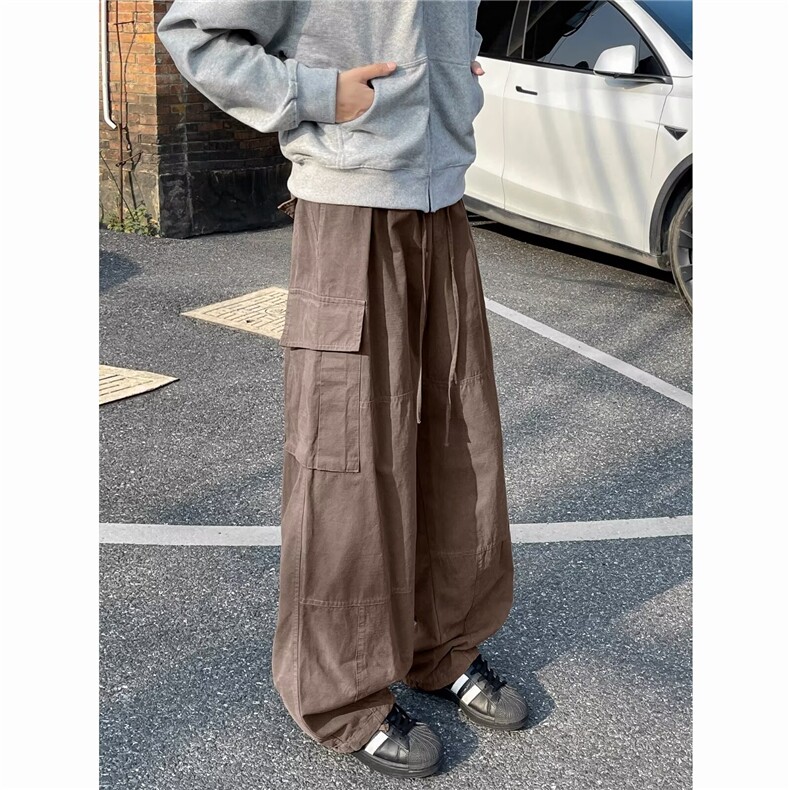 美式复古阔腿长裤男女早秋美拉德风休闲百搭直筒拖地裤Q133/P55,男装休闲裤,星座506