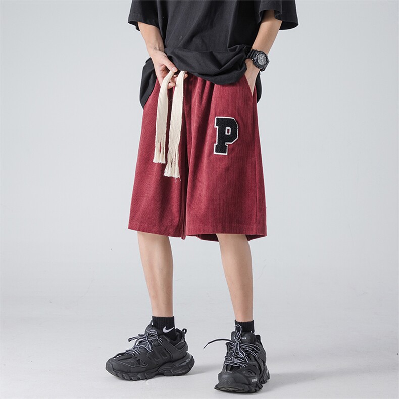 夏季新款港风ins潮流短裤男日系灯芯绒贴标裤衩D3*P30控48,男装休闲裤,星座227-2