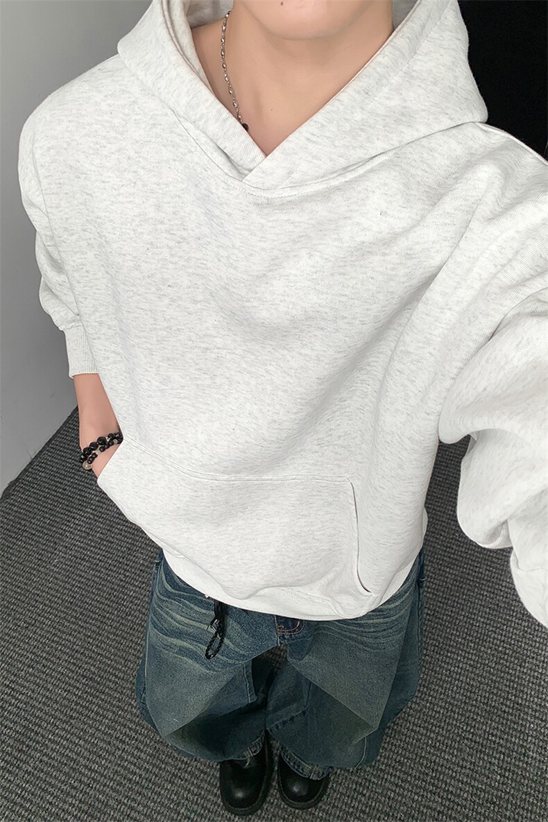 加绒银狐绒无帽绳连帽卫衣重磅450克boxy潮棉外套男潮AH932JR-P42,女装短外套,星座610B-1