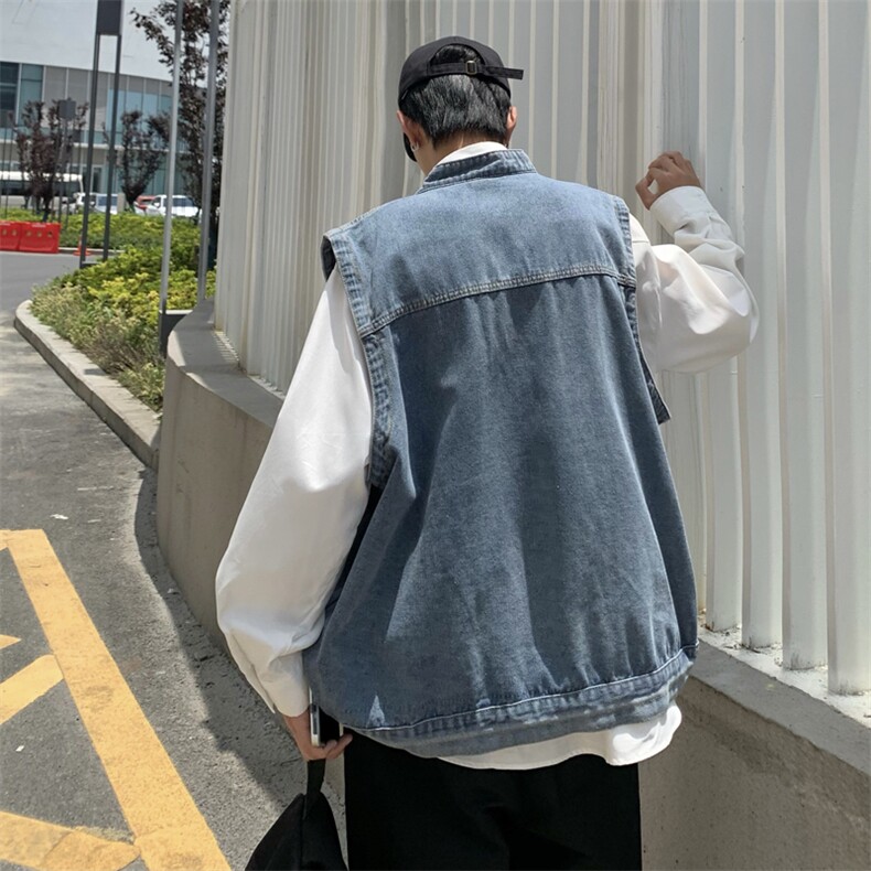 牛仔马甲男韩版潮口袋个性2023秋季新款ins宽松帅气外套W3021-P50,男装背心/马甲,星座412-2