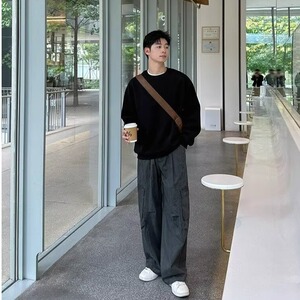 水洗工装裤宽松直筒垂感长裤日系慵懒休闲裤1001-1-MK205-P62图片