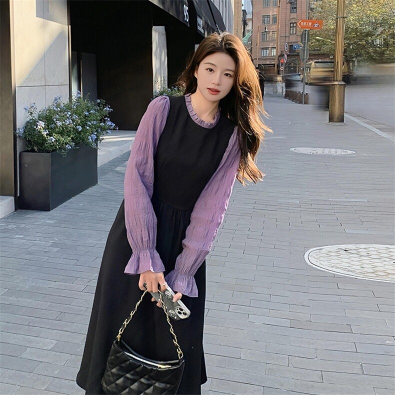 26春大货假两件拼接连衣裙2D001-6302-P125-K178,女装连衣裙,2D001