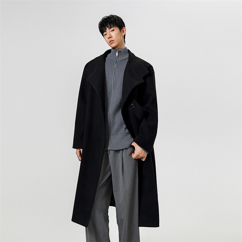 原创毛呢大衣男中长款风衣男长款大码男F729款P125数据白底D，男装风衣，星座401