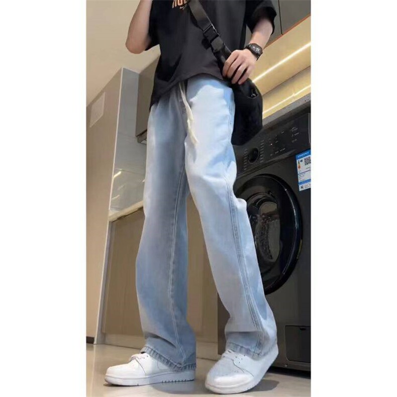 美式高街微喇叭牛仔裤宽松复古水洗百搭松紧腰橡筋裤KJ22501P50,男装牛仔裤,电商D325
