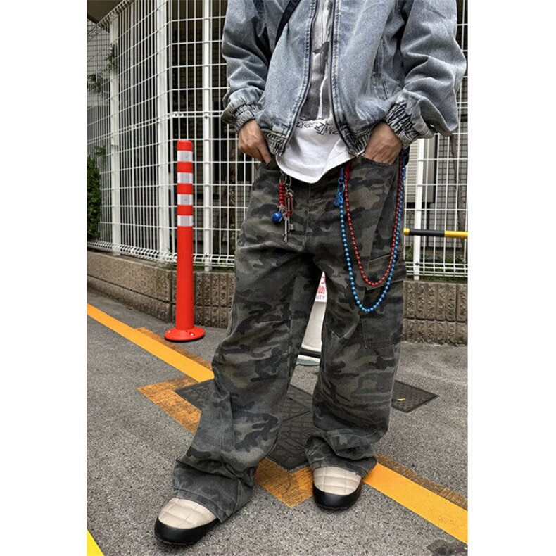 复古垂感拖地慵懒军事迷彩做旧洗水直筒口袋工装裤休闲裤KE02,男装工装外套,星座1116A（原606A-3）