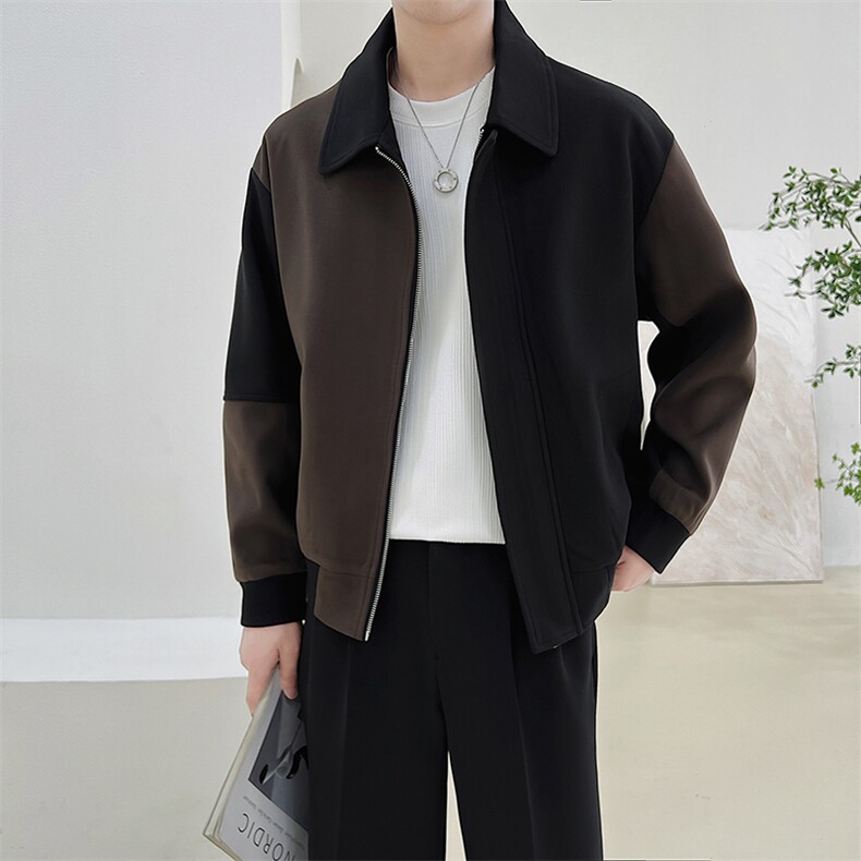 男新款呢子大衣秋冬妮子毛呢拼色宽松夹克外套A236-JK-3058-P135,男装夹克,电商A236