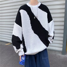 秋季拼色长袖休闲针织衫男2023新款韩版潮流圆领套头毛衣M684-P40，男装针织衫/毛衣，星座512-2