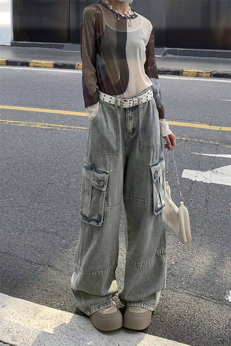 新款高街ins风运动裤潮牌设计感牛仔裤休闲宽松裤子K590TP60控89,男装牛仔裤,电商A102B