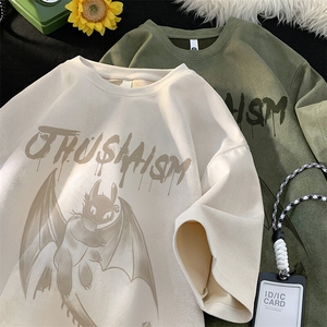 麂皮绒烧花短袖T恤 FSJP252 M-5XL P25控38图片