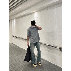小众设计感假两件polo衫短袖男款夏季高街痞帅拼接t恤男装半袖潮，男装Polo衫，星座506A
