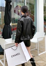 现货-抽绳短风衣款皮外套，女装风衣，依歌贝诺