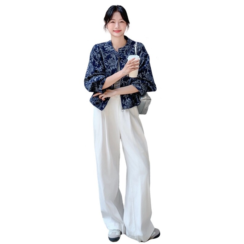 港风休闲减龄碎花牛仔短外套女春秋2025新款爆款高级感夹克巨好看,女装短外套,慧尚2-185