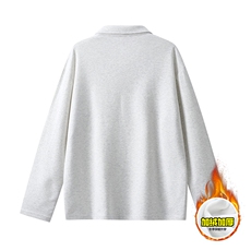 抖音得物高品质美式高街重磅曼巴棉结构螺纹拼接翻领卫衣长袖T恤，男装T恤，电商A486-1