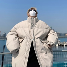 PU皮棉服男冬季加厚保暖宽松立领拉链宽松棉服外套MY163-P90，男装棉衣，星座1001-1