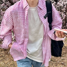 春装~男式长袖衬衫格子休闲衬衣宽松薄外套815-4-CS806P55，男装衬衫，星座716A（原星座815-4）