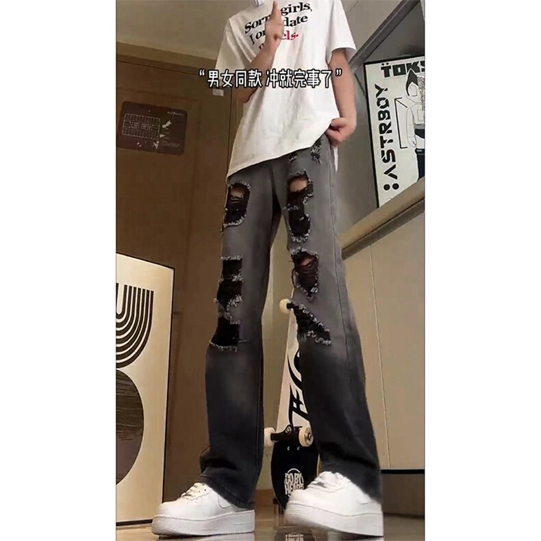 美式ins高街小众hiphop夏季破洞牛仔裤货号K729P60,男装牛仔裤,电商A063