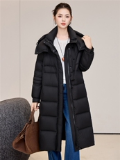 长款棉服女2025新款宽松立领连帽防风冬季棉袄加厚过膝羽绒服，女装羽绒服，阿舍尔精品