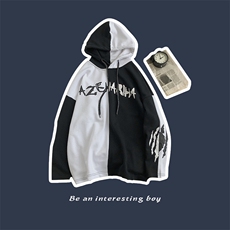 新款男款秋冬情侣拼色日系潮卫衣714-3-WY09-P75cx，男装卫衣，星座1404-3