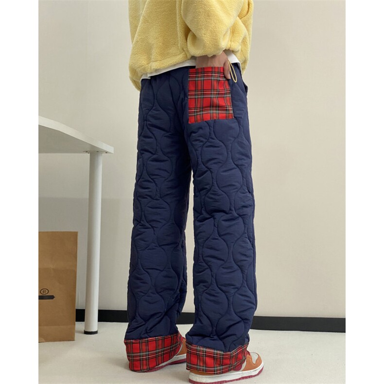 抖音品质INS潮流格子拼接葫芦格宽松休闲棉裤B315-K865-p65控88,男装休闲裤,电商B315