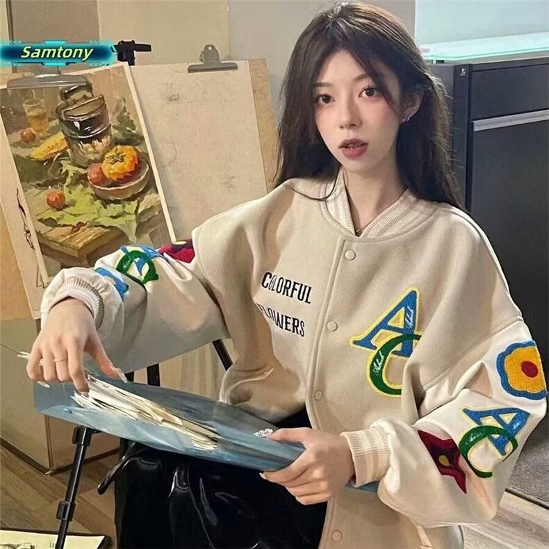 高级感时尚棒球服外套少女春秋2025新款初中高中学生宽松休闲上衣,男装夹克,星座1210-1