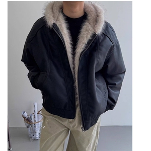 美式复古毛领座山雕棉服男款秋冬季重磅皮毛一体夹克外套图片