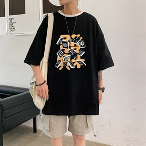 短袖男夏宽松纯棉T恤男百搭港风韩版情侣中性日系潮DT0267 P20图片