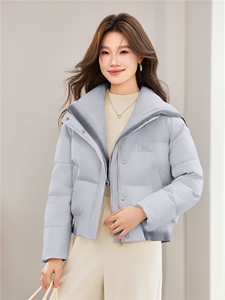 现货2025冬季新款休闲时尚无帽渐变针织领女士加厚加棉保暖棉服图片