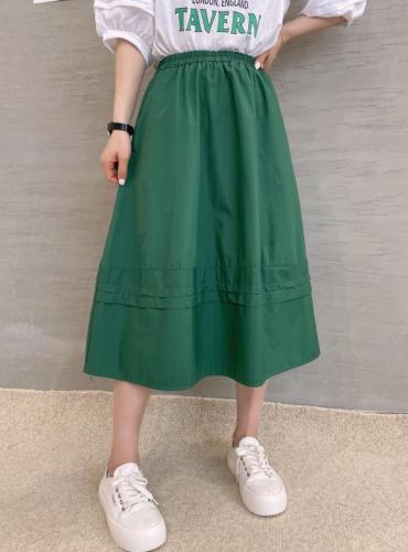 XL9912春夏2021港风设计款压褶A字裙复古百搭松半身裙,女装半身裙,L·H·X
