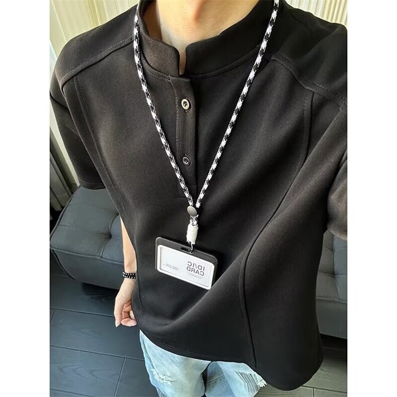 丝光棉polo衫男短袖2026夏季潮牌高端商务翻领t恤黑色上衣服带领图片
