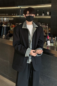 假两件牛仔西装外套潮牌夹克休闲百搭西服外套B289-XZ8228-P135图片