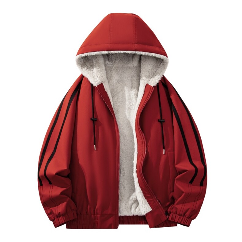 自家图有视频加绒毛领棉衣冬季新款座山雕连帽派克棉服M2556p88，男装棉衣，电商D315