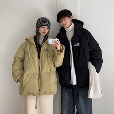 EQ335小众设计感冬季连帽面包服男女情侣装外套2024新款加厚棉服，男装棉衣，电商C306-1