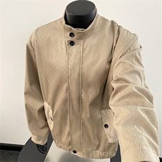 W9174-P78自家图现货春季新款美式树纹肌理感宽松立领外套夹克，男装夹克，星座1608-2