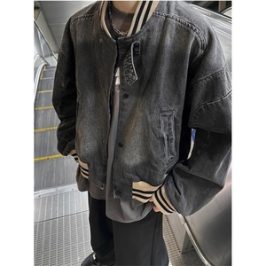 美式复古宽松水洗牛仔外套短款棒球服夹克休闲百搭夹克 JK8948图片