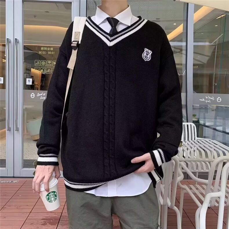 针织毛衣V领流行慵懒简约ins时尚新款日系文艺气质,男装针织衫/毛衣,星座410-6（原星座1304-1）