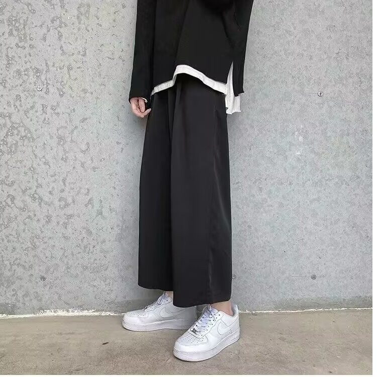 男士裤子夏季薄款潮流宽松休闲九分裤阔腿直筒垂感空调冰丝西装裤,男装西服套装,星座715-4