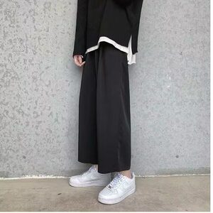 男士裤子夏季薄款潮流宽松休闲九分裤阔腿直筒垂感空调冰丝西装裤图片