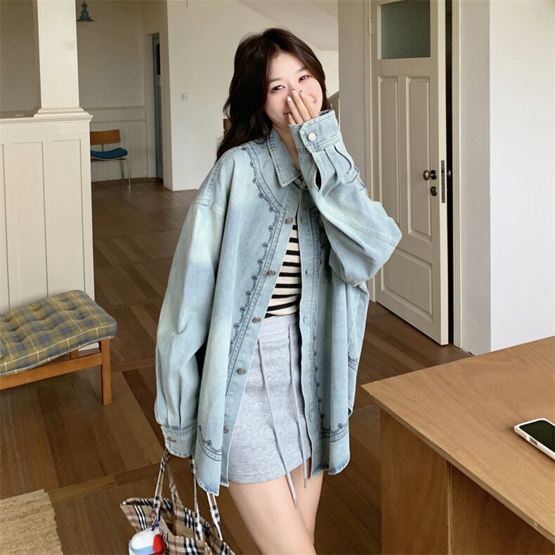 新品重工牛仔衬衫外套5575-P155-K258,女装衬衫,2C275