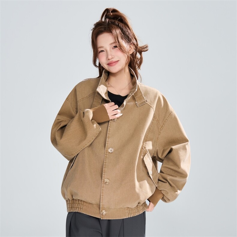 春秋宽松复古做旧立领工装夹克女潮流百搭外套XZ309JK8013P99,男装夹克,星座309（原A406）