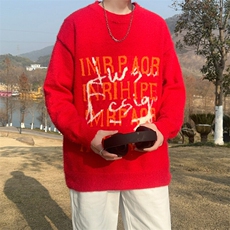 软糯字母水貂毛刷毛男宽松休闲情侣慵懒风线衣MY05678-P62，男装针织衫/毛衣，星座308B-2
