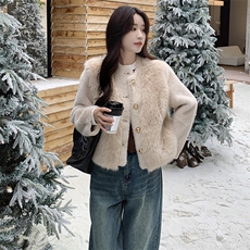 现货2025新款仿皮草外套气质毛绒女外套2C212-G12-P175-K258，女装短外套，2C212