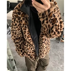标准日系豹纹仿貂绒情侣外套棉衣夹克加厚青少年慵懒立领JY6612，男装夹克，星座1116A（原606A-3）