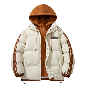 棉服男冬季新款港风宽松假两件连帽棉衣MF8587-特P78图片