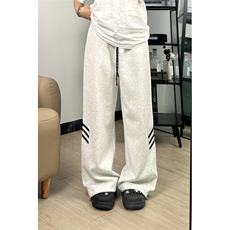 hiphop三条杠裤子男春秋运动直筒垂感宽松阔腿卫裤-STGWK53-P45，男装休闲裤，星座1007（原301D）