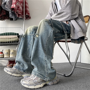 高街街头hiphop潮流设计工装牛仔裤百搭休闲裤N027-P55图片