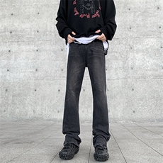 牛仔裤男2024春季潮牌高街vibe做旧水洗直筒裤宽松直筒微喇裤，男装牛仔裤，星座410-6（原星座1304-1）