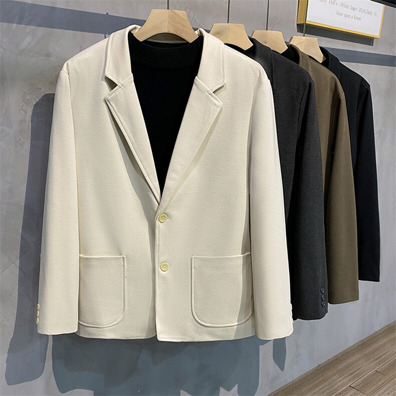 2024秋冬新款男士轻熟风休闲西服男单西潮牌港风韩版潮流毛呢外套，男装西服，星座505-2（原电商A260-1)