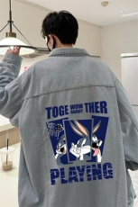 牛仔夹克男大码牛仔外套男茄克NJ77234-P60加绒款-P75，男装夹克，电商A040