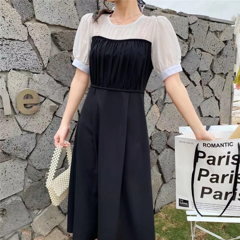 新款拼接连衣裙，女装连衣裙，雨恋依香