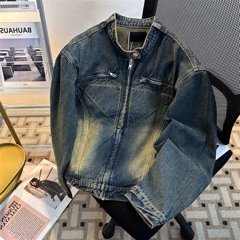 美式复古牛仔外套男潮牌宽松痞帅上衣春秋工装夹克JK08642-P75,男装夹克,星座308B-1